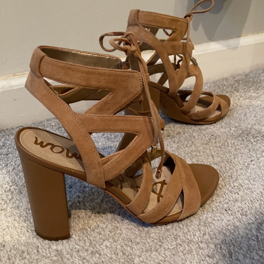 Sam Edelman Chunky Heel Lace up Sandals sz 7.5 - Picture 1 of 6
